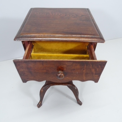 2098 - A 19th century oak sewing table, with two fitted drawers. 37x60cm