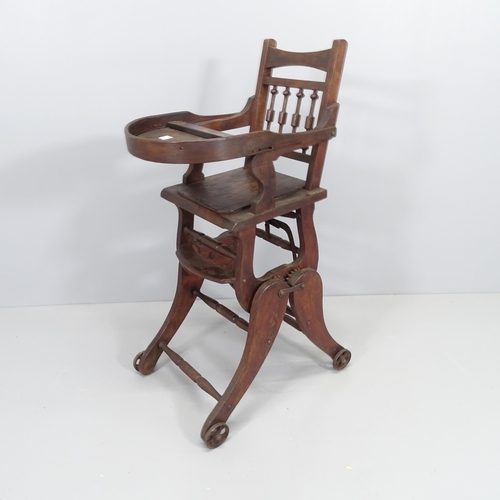 2104 - A Victorian mahogany metamorphic child's high chair. Height overall 95cm.