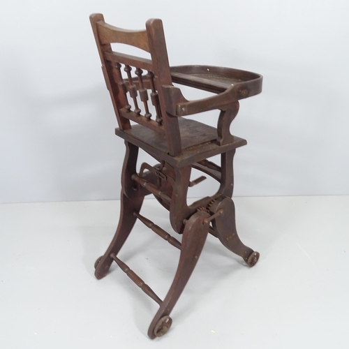 2104 - A Victorian mahogany metamorphic child's high chair. Height overall 95cm.