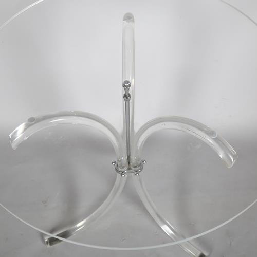 2175 - A 1970s' lucite tripod side table, in the manner of CHARLES HOLLIS, height 69cm, diameter 67cm