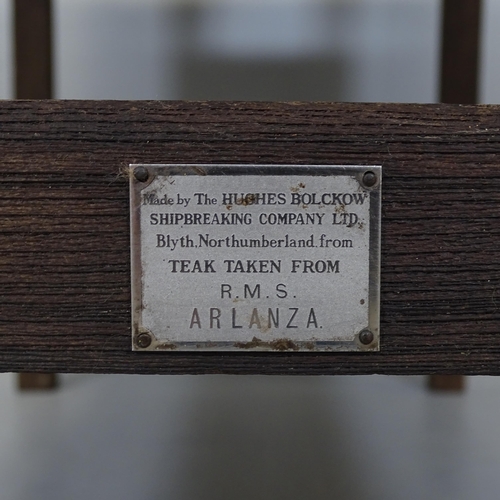 2581 - A teak 3-tier garden table, with plaque to lower tier for Hughes Bolckow Shipbreaking Company LTD. 8... 