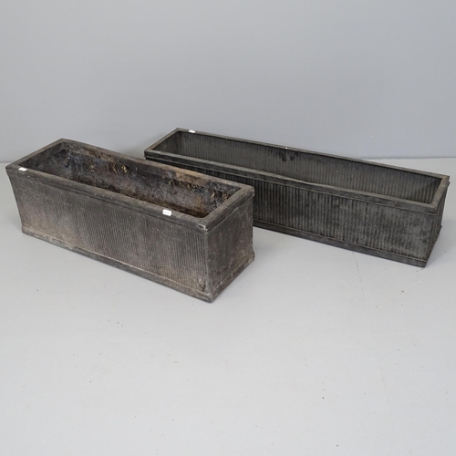 2586 - A composite garden planter, 70x23x23, and a metal planter, 91x19x21cm (2)