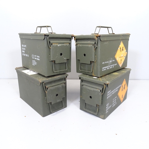 2600 - Four military ammunition boxes. 30x19x15cm