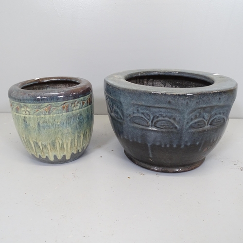 2603 - Two glazed ceramic garden planters. Largest 41x26cm.