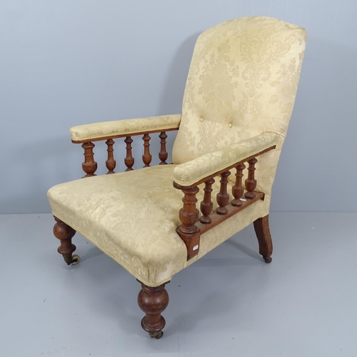 2178 - A Victorian Arts & Crafts mahogany and upholstered lounge chair