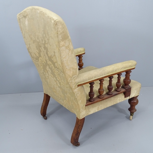 2178 - A Victorian Arts & Crafts mahogany and upholstered lounge chair