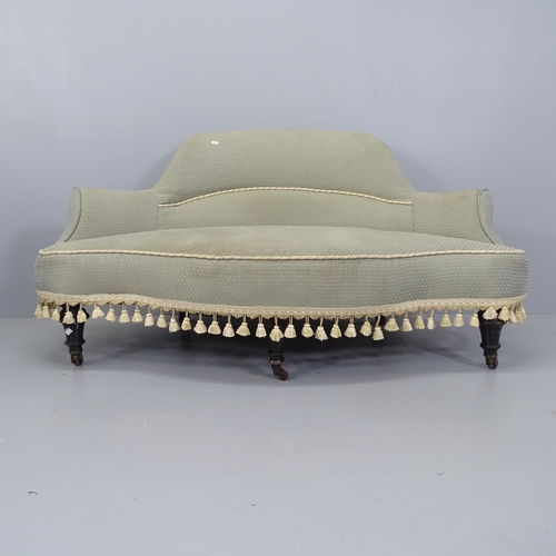 2184 - A Victorian mahogany and upholstered love seat. Overall 145x75x85cm.