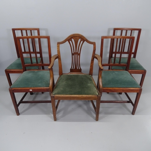 2191 - A set of four Georgian mahogany country dining chairs with drop in seats, and an antique oak and uph... 