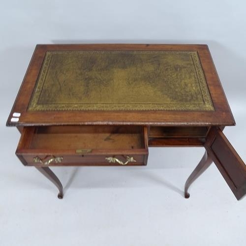 2192 - An Edwardian ladies' writing desk with inset tooled and embossed green leather skiver, fitted drawer... 