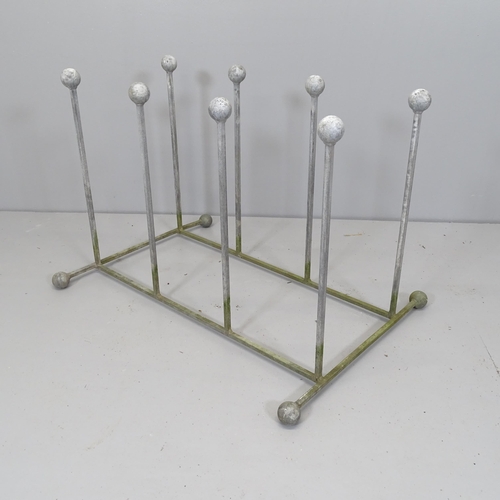 2606 - A galvanised metal wellington boot rack. 74x50x51cm