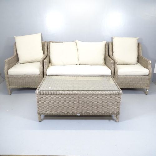 2625 - A modern wicker conservatory suite, with label for Bramblecrest furniture, comprising a two-seater s... 