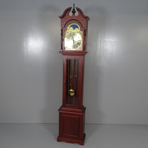 2644 - A modern mahogany cased longcase clock, with 10