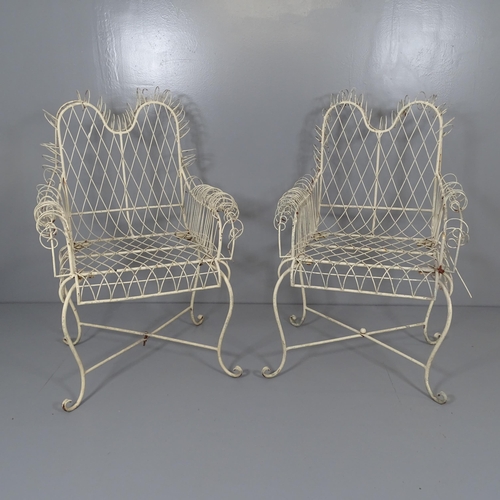 2645 - A pair of 1950s wirework garden chairs.