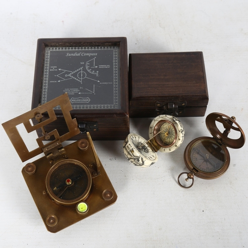 261 - A boxed sextant, a boxed brass compass, and a fold-out globe with compass inside (3)