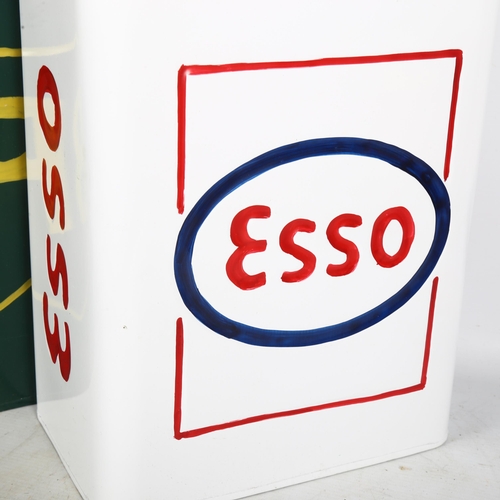 279 - 2 similar hand painted oil cans, 1 can advertising BP, the second can advertising Esso (2)