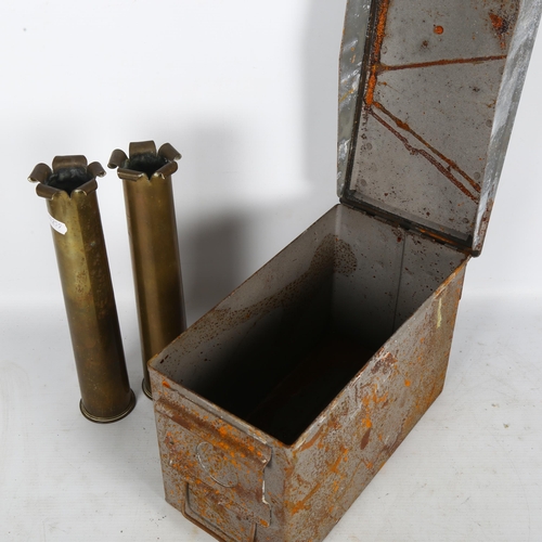 280 - 2 similar trench art vases, both shell casings are dated 1942 with military cipher on the base, H28c... 