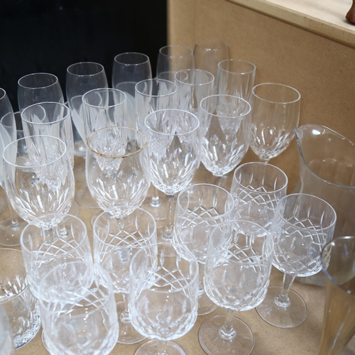 308 - A large quantity of glassware, including 6 Stuart Brandy bowl clear glasses, H13cm, 6 Champagne flut... 