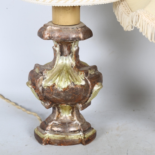 330 - A pair of giltwood decorative table lamps, and a marble-based table lamp with shade, largest height ... 