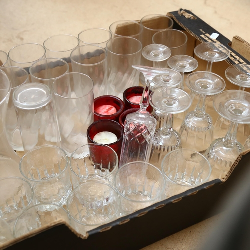 350 - A quantity of Vintage glassware, including wine glasses, Whisky tumblers, and 2 large vases