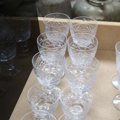 354 - A set of 4 cut-crystal Port glasses, 12cm, a set of 6 wine glasses, and 4 Sherrys