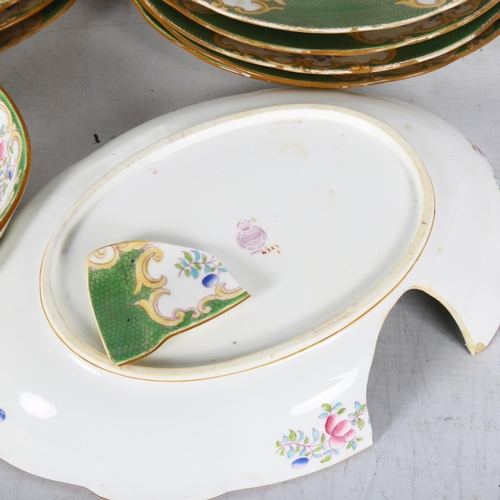 374 - An Edwardian Minton's dessert set, comprising 8 plates and 4 serving dishes, with bird of paradise d... 