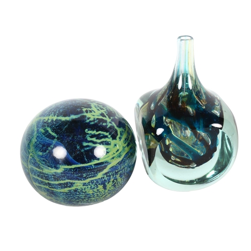 405 - 2 Medina art glass paperweights