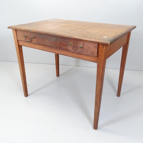 2672 - A vintage stained pine pub table, with single frieze drawer. 91x72x61cm