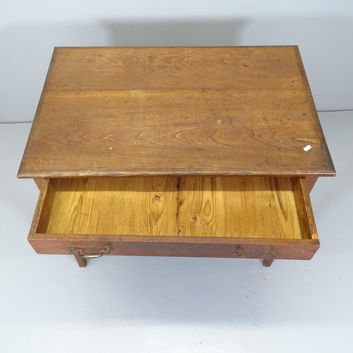 2672 - A vintage stained pine pub table, with single frieze drawer. 91x72x61cm