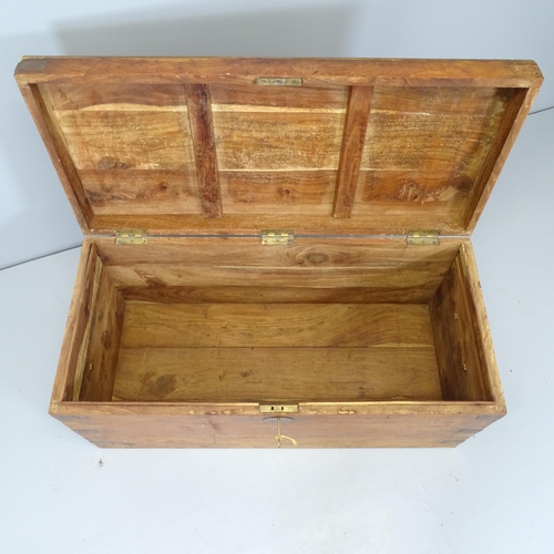 2673 - A brass bound camphor wood trunk. 90x40x44cm. With key.