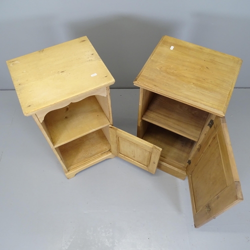 2679 - Two modern pine pot cupboards. tallest 39x78x34cm