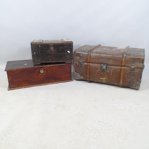 2692 - A vintage trunk, 70x38x48cm, and two tool chests, largest 70x22x36cm (3)