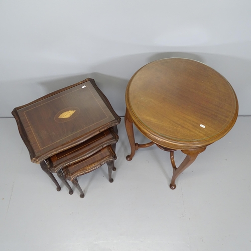 2702 - A  Victorian mahogany circular top two-tier occasional table, 61x72, and a nest of three mahogany an... 