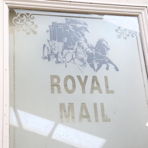 11 - A large Antique pine framed window, with printed design for the Royal Mail Coach And Horses, 104cm x... 