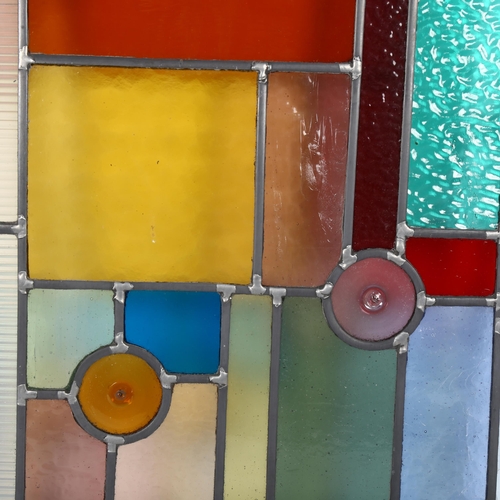 12 - A clear and coloured leadlight glass panel, 62cm x 50cm