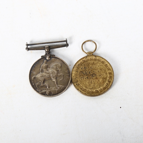 137 - A World War I British War medal and Victory medal, named to SS-2392A. Cpl. C. Overy. A.S.C.