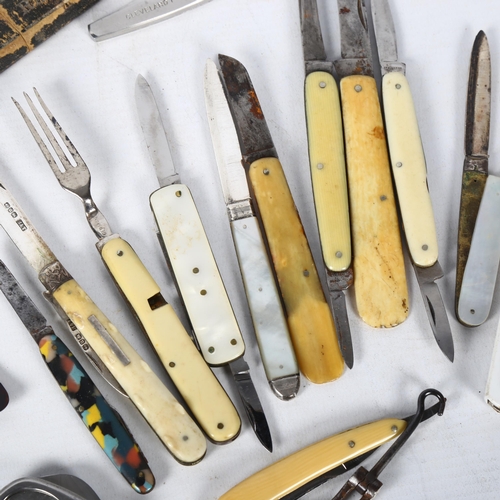 145 - A collection of Vintage and other penknives, including tortoiseshell etc