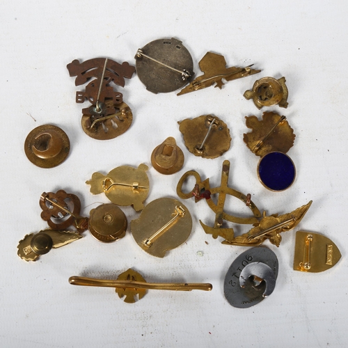 147 - A collection of enamelled and other badges, including military, St George's District School of Midwi... 