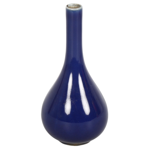 182 - A Chinese blue glazed bottle vase, with blue seal marks to the base, H15cm