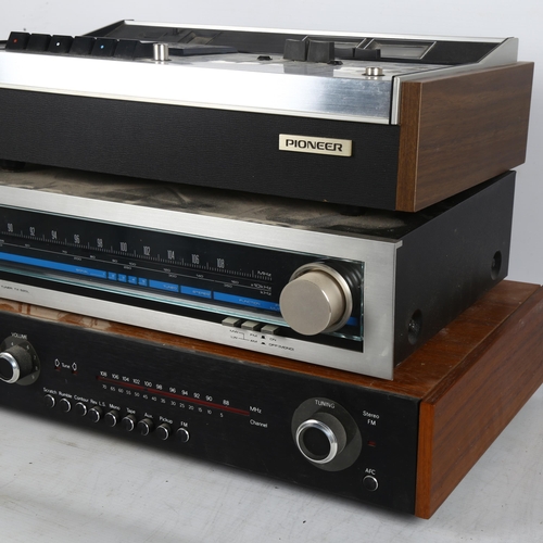 216 - A Pioneer stereo cassette tape deck, model CT-3131A, a Pioneer stereo tuner, model TX-520L, and a Go... 