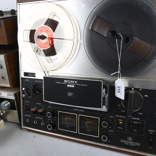 219 - SONY - a 3-head stereo tape recorder, a Sony integrated amplifier, model TA-1066, a Sony FM stereo/F... 