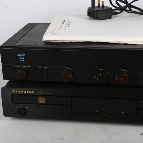 223 - An Arcam alpha 3 integrated stereo amplifier, and a Marantz CD5001 CD player, with original instruct... 