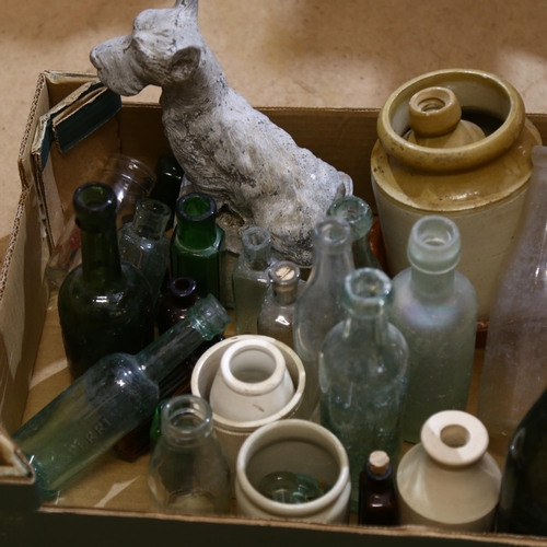 237 - A quantity of Vintage glass bottles with various markings, including Lea & Perrins, 2 similar stonew... 