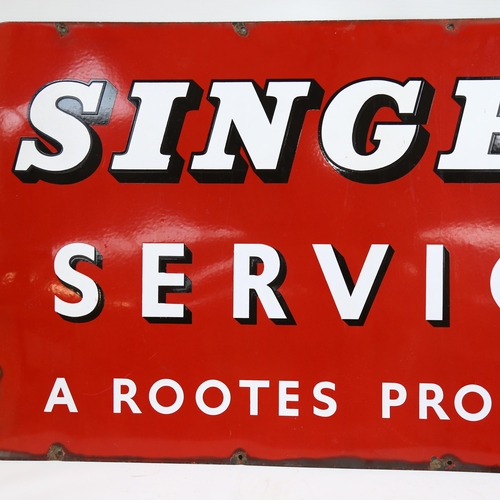 39 - A Singer Service red enamel advertising sign, a Rootes Product, 71 x 121cm