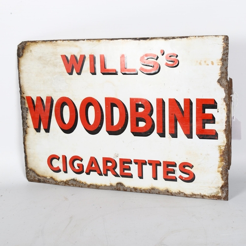 41 - A Wills's Woodbine Cigarettes flanged double-sided enamel advertising sign, 29 x 42cm