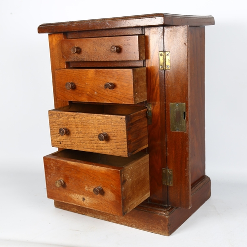 49 - A Victorian oak table-top Wellington chest, with 4 short fitted drawers, 36 x 49 x 39cm