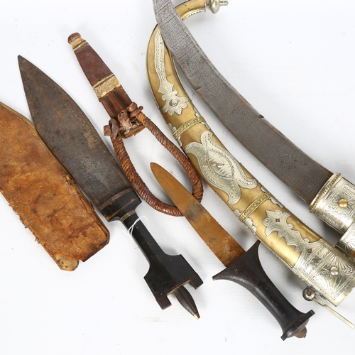 56 - A Middle Eastern jambiya, and 2 horn-handled daggers (3)