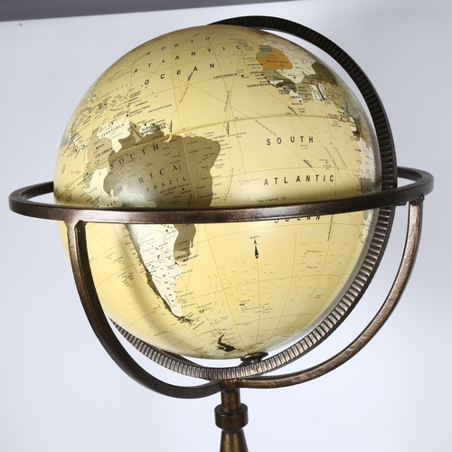 76 - A floor standing 30cm globe in wrought-iron stand, H85cm