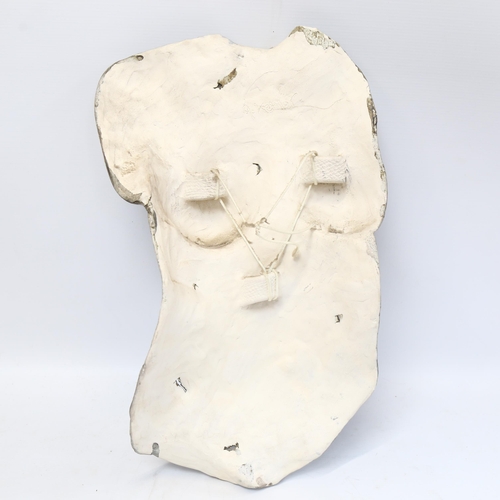 96 - A KELLER - a textured and painted half frontal female bust, with signature to the reverse, L50cm