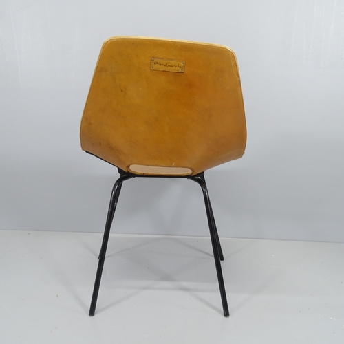 2212 - Pierre Guariche, France, a Tonneau chair, the leather clad shell seat on black tubular steel legs, m... 