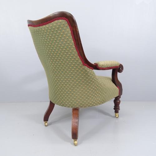 2221 - A 19th century mahogany and upholstered open armchair.